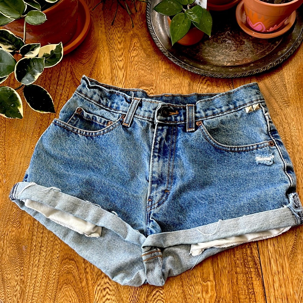 JORDACHE Studded custom Pyramid Rivet mini shorts Small 90s short shorts